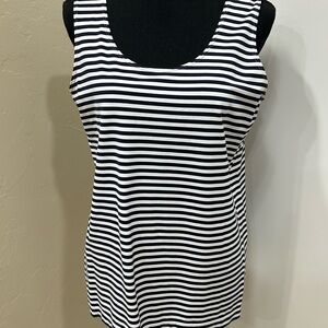 Chico's Black and White Striped Top